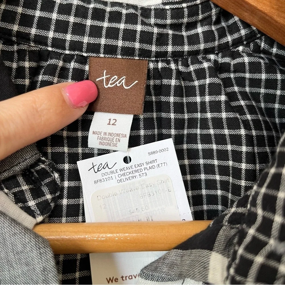 Tea Buffalo Plaid Cotton Button Down Shirt NWT